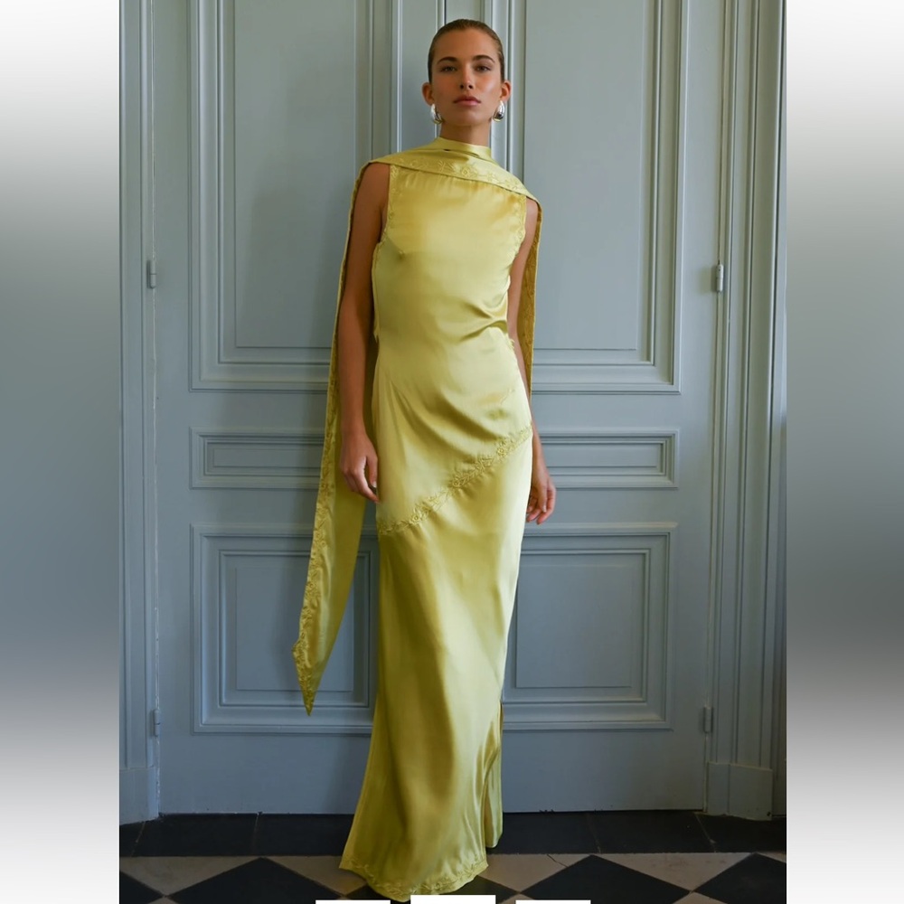 Nina Silk Dress - Chartreuse